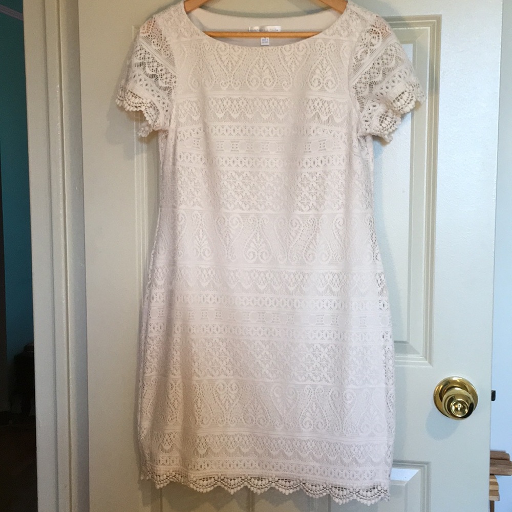 Off-white crochet lace dress